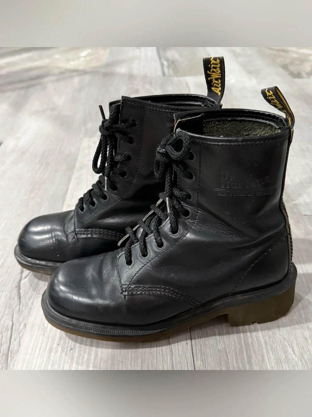 Vintage Dr. Martens Black 8-Eye Lace-Up Leather Combat Boots
